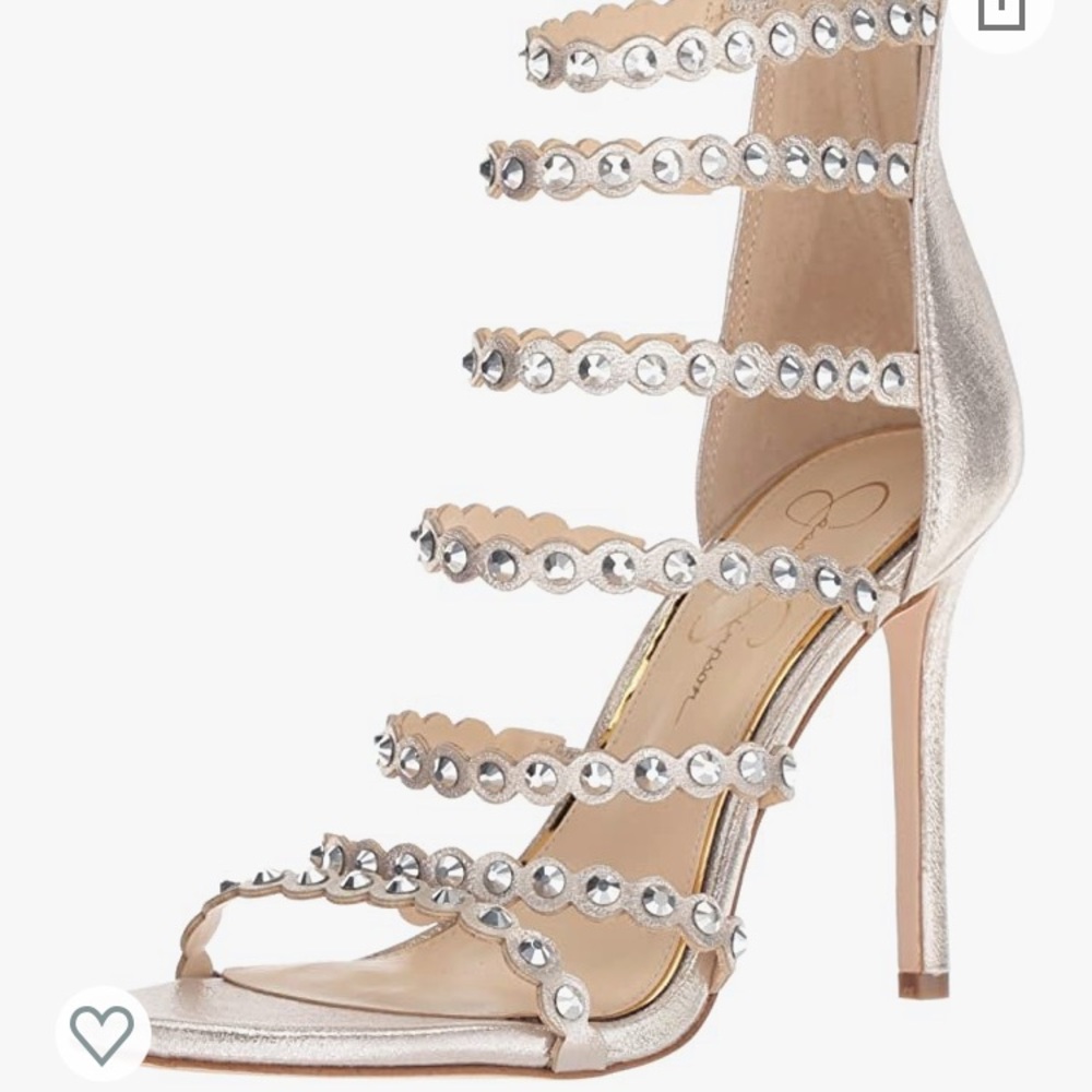 Jessica Simpson gold jeweled strappy heels - 6.5!